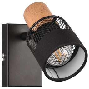 Стенна лампа в черен и естествен цвят ø 7 cm Nandini - Trio