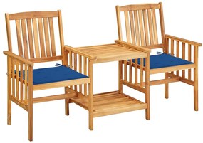 3061285 vidaXL Градински столове с маса за чай и възглавници, акация масив