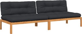 3209484 vidaXL Външни палетни средни дивани с възглавници 2 части акация масив