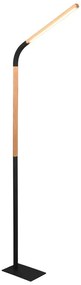 LED подова лампа в черен и естествен цвят с дървен абажур (височина 169,5 cm) Norris - Trio