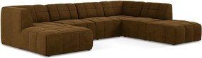 Кадифен ъглов диван в цвят горчица (U форма) Aloha – Makamii