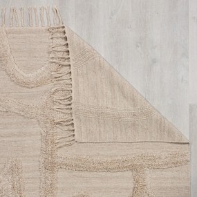 Бежов ръчно изработен вълнен килим 200x290 cm Loma – Flair Rugs