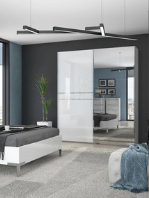 Гардероб с плъзгащи врати Realm 180 с огледало-бял