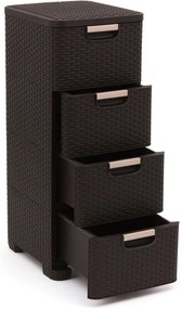 Тъмнокафяв пластмасов висок шкаф за баня 33x79 cm Rattan – Curver