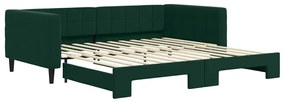 3196700 vidaXL Канапе с изтеглящо легло тъмнозелено 100x200 см кадифе