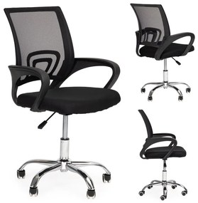 Ергономичен офис стол в черно с метална основа