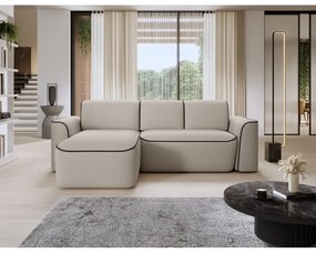 Бежов ъглов диван от прежда с примки от букле (ляв ъгъл) Ume – ELTAP