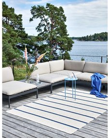 Синя и кремава пътека за открито и закрито 70x180 cm Olle Blue Vanilla – Pappelina