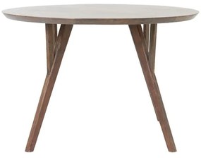 Кафява кръгла трапезна маса с акациев плот ø 140 cm Quenza – Light &amp; Living