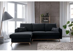 Тъмно сив ъглов разтегателен диван, ляв ъгъл Scandic Lagom - Miuform