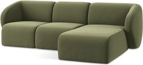 Зелен кадифен ъглов диван (десен ъгъл) Lani – Makamii