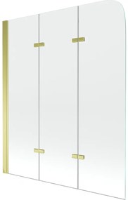 Mexen Felix преграда за вана 3-крилат 120 x 140 см, прозрачен, златен - 890-120-003-50-00