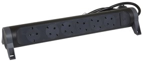 Legrand 694540 Разклонител PRE, шуко, 6X2P+E, въртящ се, 3м. кабел, черно/сиво - 694540