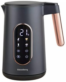 Електрическа кана Klausberg KB 7892, 2200W, 1.7 л, 13 настройки, 4 програми, LED дисплей, Въртяща се основа, Черен/Розово злато