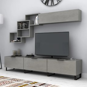Меламинов телевизионен модул в цвят бетон сив 210x35x40см.