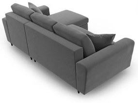 Светлосив кадифен разтегателен ъглов диван с място за съхранение Kyoto – Cosmopolitan Design