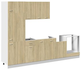3307654 vidaXL Комплект кухненски шкафове, 7 части, "Lyon", дъб сонома, инженерно дърво