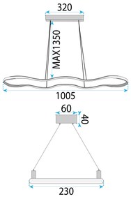 LED висяща лампа за таван LHJ027-CP 120 см златиста