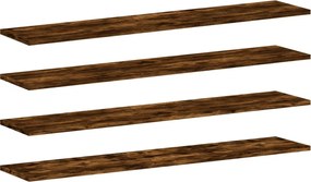 838291 vidaXL Стенни рафтове 4 бр опушен дъб 100x20x1,5 см инженерно дърво