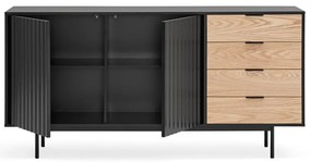 Черен/естествен нисък скрин от декор от дъб 159x80 cm Sierra – Teulat