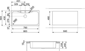 Кухненска мивка Smeg LSEG860AV2, 86 см, Материал против надраскване, Лесен за почистване, Бежов