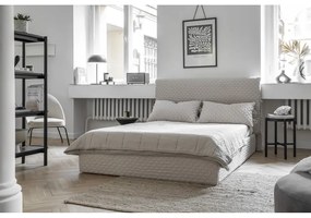 Бежово тапицирано двойно легло и решетка 140x200 cm Sleepy Luna - Miuform