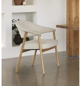 Кремави трапезни столове в комплект с подлакътници 2 бр. от масивен дъб Elk – Unique Furniture