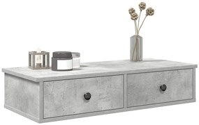 859953 vidaXL Стенен рафт с чекмеджета бетонно сив 80x34x17см инженерно дърво