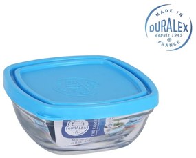 Херметическа Кутия за Обяд Duralex Freshbox Син Квадратек (300 ml) (11 x 11 x 5 cm)