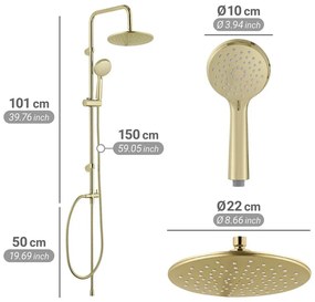 Матово златист душ комплект от неръждаема стомана 101 cm Young Line – Wenko
