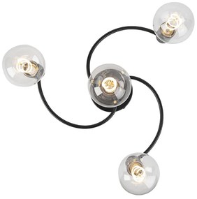 Таванна лампа в стил арт деко черна 4-светлина - Facil