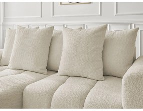 Бежов сгъваем/с място за съхранение ъглов диван от прежда с примки от букле (ляв ъгъл) Roxelane – Bobochic Paris