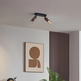 Заоблен таванен прожектор тъмен бронз 2 светлини регулируем - Veerle