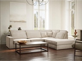 Кремав шенилов ъглов диван (десен ъгъл/L форма) Kirou – Maison de Rêve