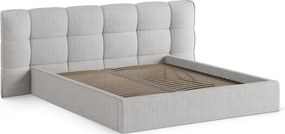 Сиво двойно легло 140x200 cm тапицирано с място за съхранение с включена подматрачна рамка Eric – Micadoni