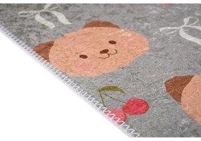 Сиво-кафяв детски килим подходящ за пране 80x150 cm Cute Teddies – Vitaus