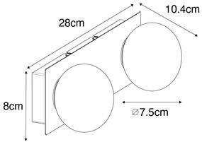 Стенна лампа златиста 28 см IP44 2-светлина с превключвател - Cederic