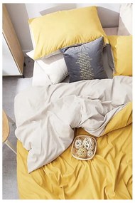 Жълт и кремав памучен чаршаф за двойно легло/разширен чаршаф за легло 200x220 cm - Mila Home