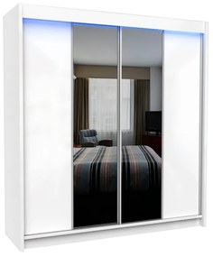 Шкаф с плъзгащи врати и огледало TOMASO, 200x216x61, бяло
