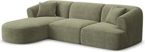 Зелен ъглов диван от рипсено кадифе (ляв ъгъл) Campi – Cosmopolitan Design