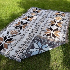 Одеяло за пикник в стил BOHO с мотив на ацтек 130 x 180 cm