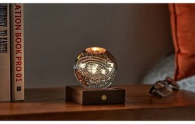 Тъмнокафява настолна лампа със стъклен абажур (височина 12 см) Amber - Gingko