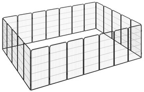 Заграждение за куче черно 24 панела 50x100 см прахово боядисано