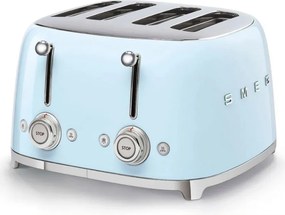 Тостер за хляб SMEG 50's Style TSF03PBEU, 2000W, 4 филии, 6 нива, Тавичка за трохи, Вграден кабел, Неръждаема стомана, Син