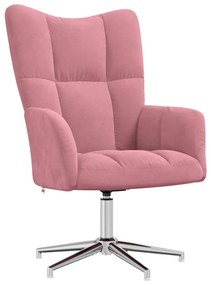 328121 vidaXL Релакс стол, розов, кадифе
