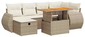 3328059 vidaXL Градински диван с възглавници, 8 части, бежов полиратан, акация