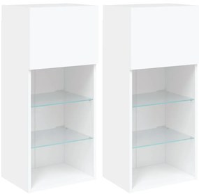 837044 vidaXL ТВ шкафове с LED осветление 2 бр бели 40,5x30x90 см