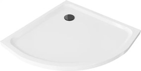 Mexen Flat полукръгъл душ-кабинен поддон slim 80 x 80 cm, бял, черен сифон - 41108080B