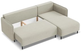 Бежов разтегателен ъглов диван с място за съхранение (десен ъгъл) Luana – Makamii