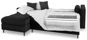 Ъглов разтегателен диван от черно кадифе , ляв ъгъл Santo - Milo Casa